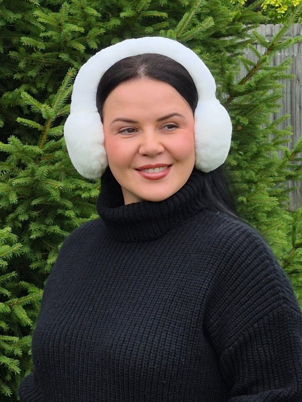 White Real Rabbit Fur Winter Luxury Earmuffs, Full Fur Women's Plush Earmuffs - Picture 5 of 7